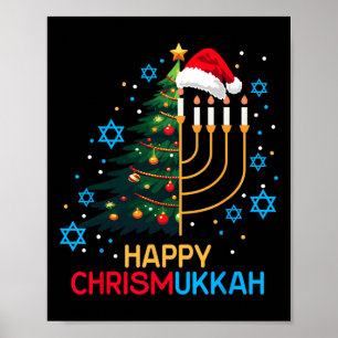 Lycklig Christmukkah God jul Hanukkah Jewish Poster