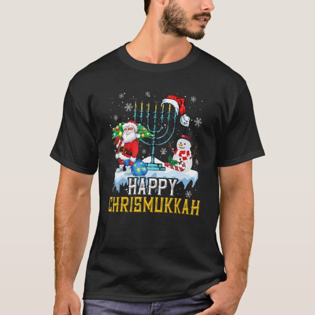 Lycklig Christmukkah Snögubbe judisk Julafton jul  T Shirt (Framsida)