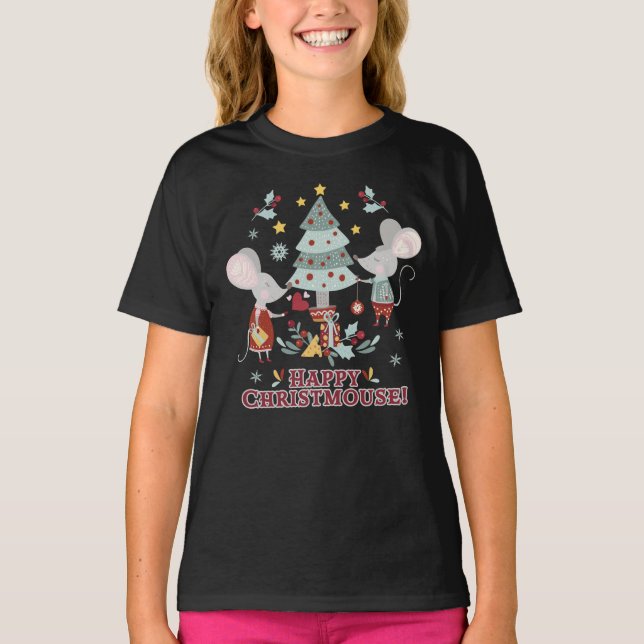 Lycklig Christmus T Shirt (Framsida)