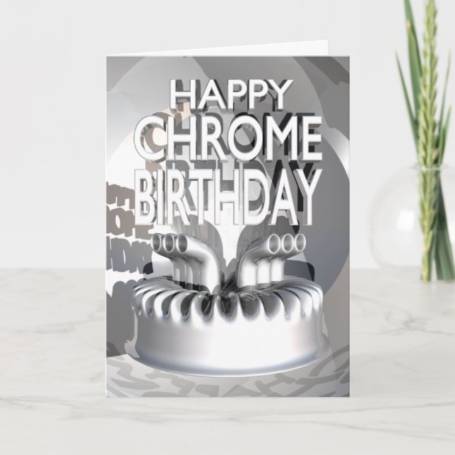 Lycklig Chrome Birthday Kort (Framsida)