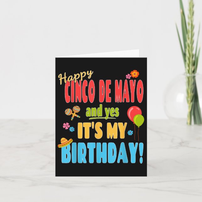 Lycklig Cinco De Mayo Birthday Shirt - 5 maj Kort (Framsida)