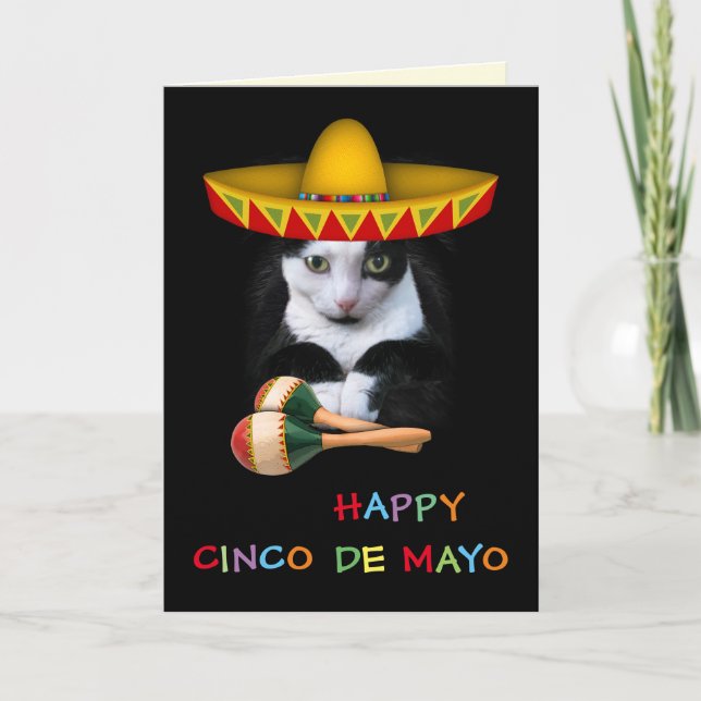 Lycklig Cinco De Mayo Cat Kort (Framsida)