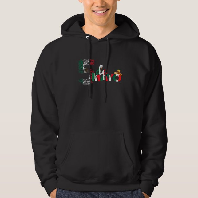 Lycklig Cinco De Mayo Coola Mexican Hat 5 De Mayo Hoodie (Framsida)