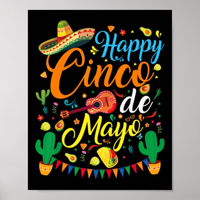 Lycklig Cinco De Mayo Fiesta Mexican Party 5 De Ma Poster (Framsidan)
