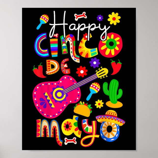 Lycklig Cinco De Mayo Fiesta Mexican Party 5 De Ma Poster (Framsidan)