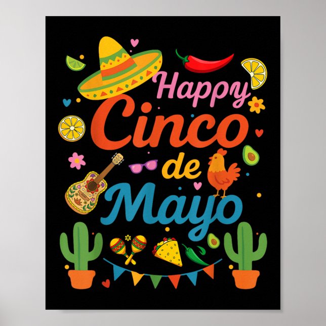 Lycklig Cinco De Mayo Fiesta Mexikanska Party Mana Poster (Framsidan)