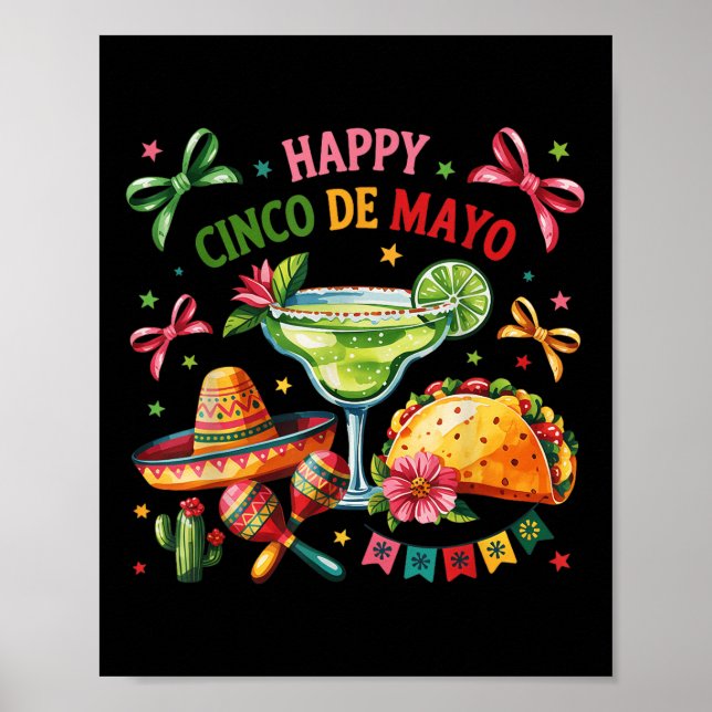 Lycklig Cinco De Mayo Fiesta Mexikanska Party Mana Poster (Framsidan)