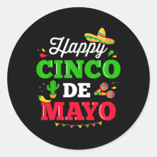 Lycklig cinco de Mayo för mexikanska fiesta Costum Runt Klistermärke