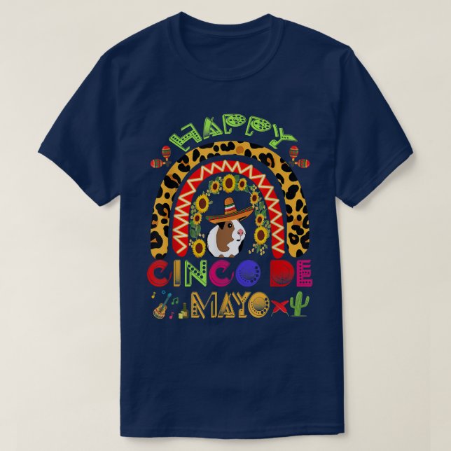 Lycklig Cinco de Mayo Funny Guinea Gris med Sombre T Shirt (Design framsida)