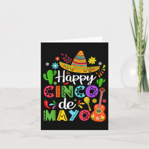 Lycklig Cinco de Mayo med Sombrero och Guitar för Kort