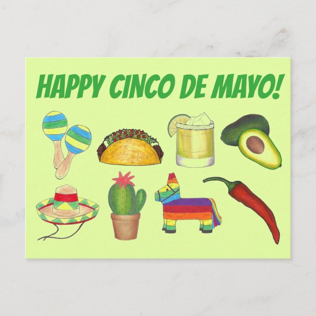 Lycklig Cinco de Mayo Mexican Fiesta Firande Inbjudan Vykort (Framsida)