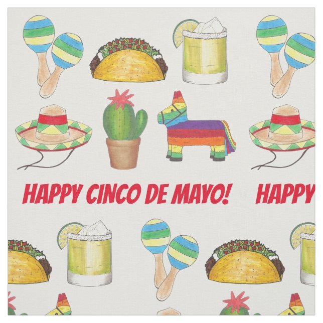 Lycklig Cinco de Mayo Mexican Fiesta Firande Tyg (Provkarta)