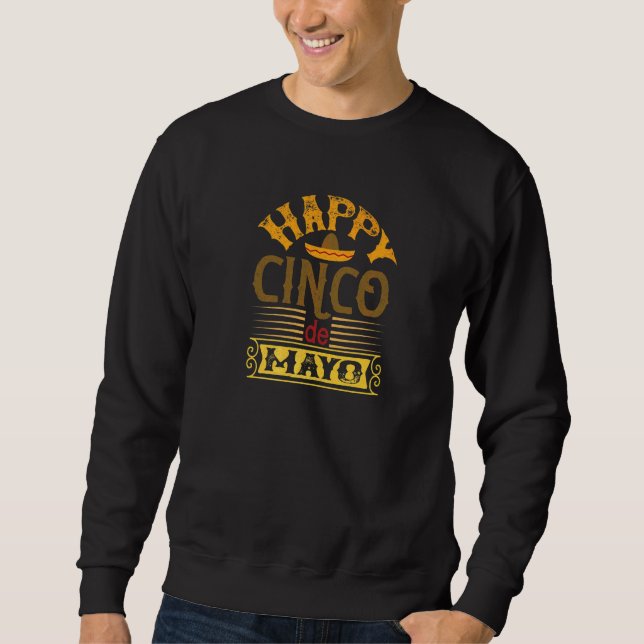 Lycklig Cinco De Mayo Mexican Lång Ärmad Tröja (Framsida)