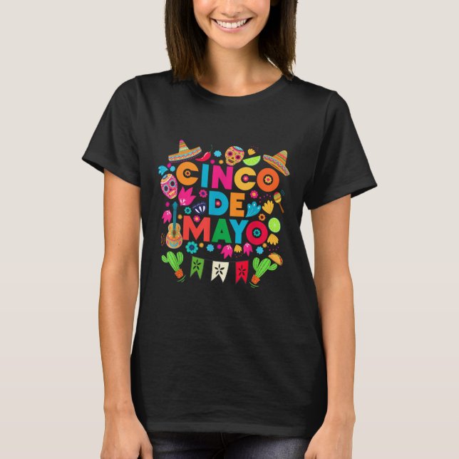 Lycklig Cinco De Mayo Mexican Party Lets Fiesta Ma T Shirt (Framsida)