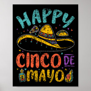 Lycklig Cinco De Mayo Mexikanska Mexiko Fiesta Cin Poster