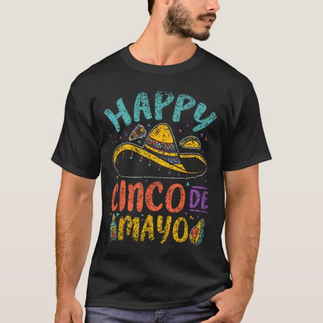 Lycklig Cinco De Mayo Mexikanska Mexiko Fiesta Cin T Shirt (Framsida)