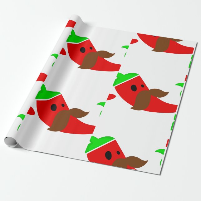 lycklig cinco de mayo mustache peppar lustig presentpapper (Utrullad)
