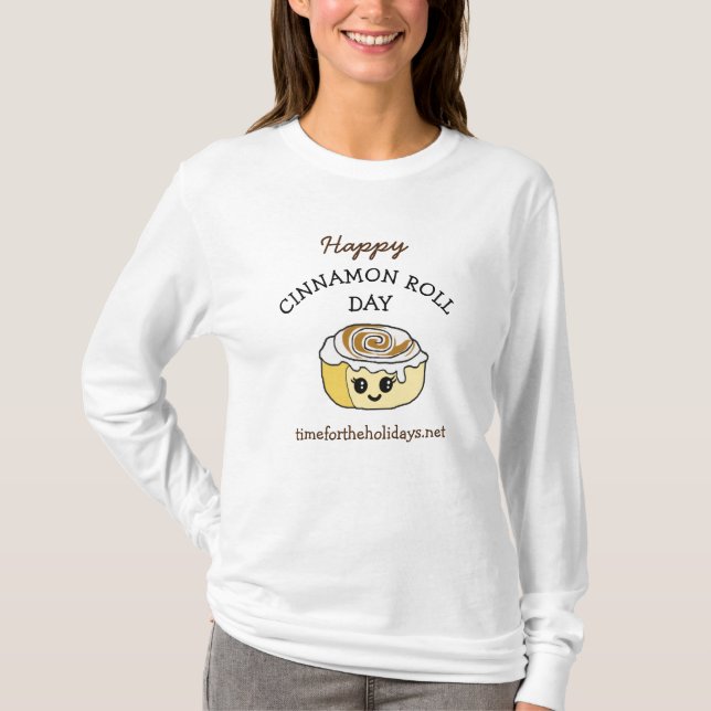 Lycklig Cinnamon Roll Day 4 oktober T Shirt (Framsida)