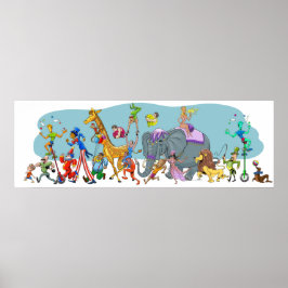Lycklig Circus kommer in i staden Poster