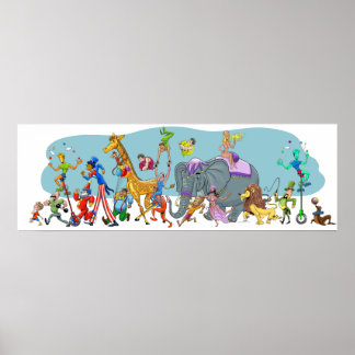 Lycklig Circus kommer in i staden Poster