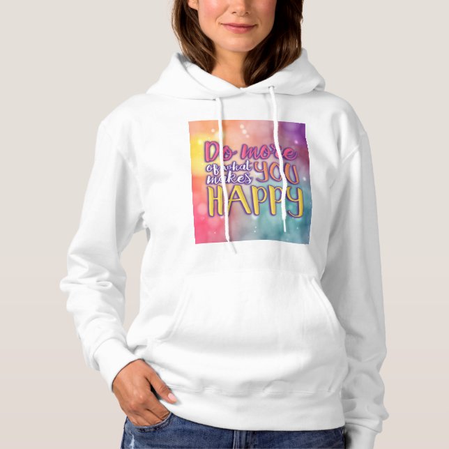Lycklig citationsteckenHoodie Tröja (Framsida)