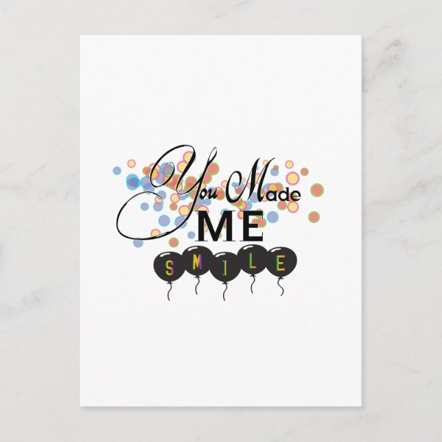Lycklig citerar med ballonger - Du GJORDE MIG SMIL Vykort (Framsida)