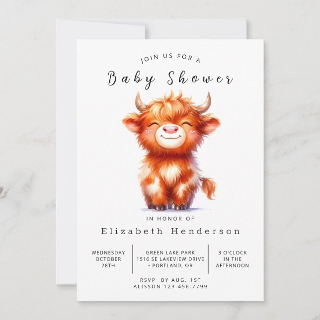Lycklig Classic Gracnice Cow Baby Shower Inbjudningar (Framsida)