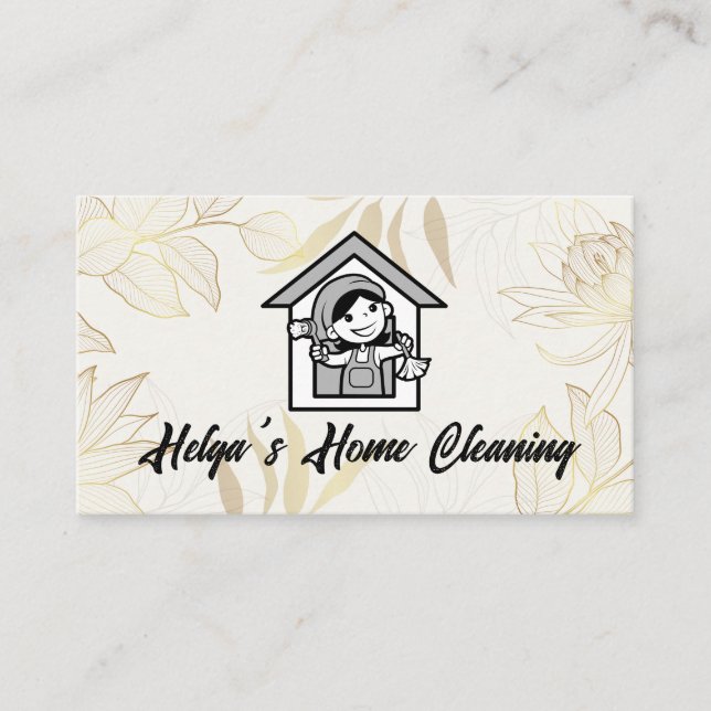 Lycklig Cleaner Logotyp | House Keeping Visitkort (Framsida)