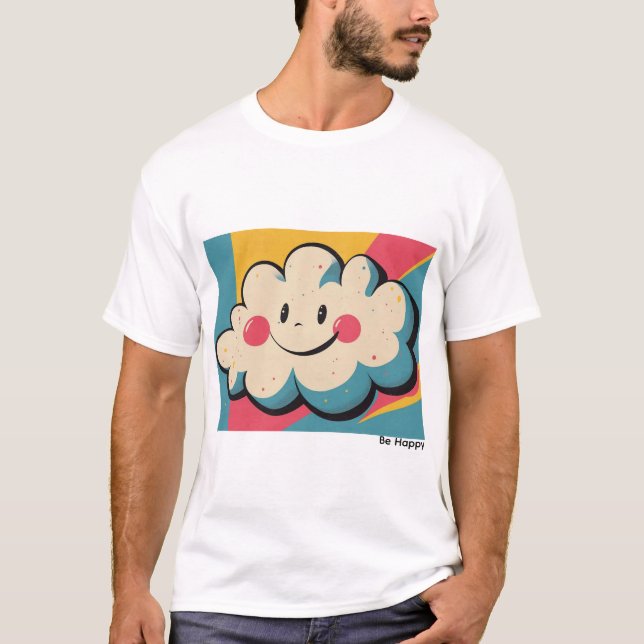 Lycklig Cloud T Shirt (Framsida)
