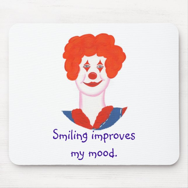 Lycklig Clown Ansikte, Smiling förbättrar mitt hum Musmatta (Framsidan)