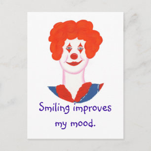 Lycklig Clown Ansikte, Smiling förbättrar mitt hum Vykort