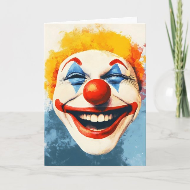 Lycklig Clown April Fools Day Helgkort (Framsida)