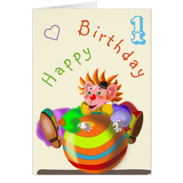 Lycklig Clown Birthday Card Hälsningskort (Framsidan)