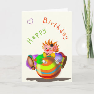 Lycklig Clown Funny Birthday Card - Anpassade Kort