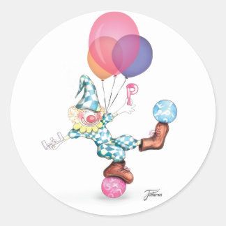 Lycklig Clown Sticker Runt Klistermärke