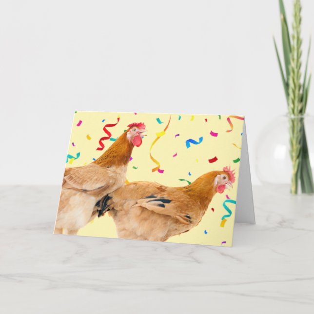 Lycklig Clucking Birthday Greeting Card Kort (Framsida)