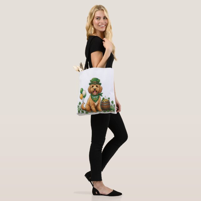 Lycklig Cockapoo St. Patrick's Day Tygkasse (På modell)