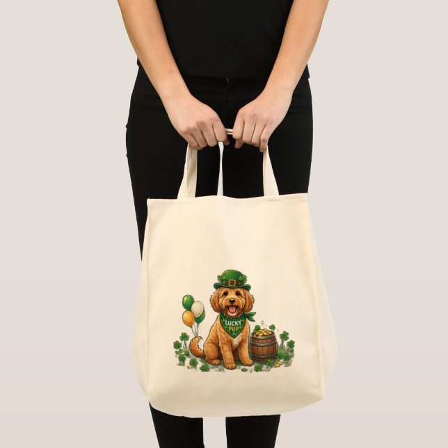 Lycklig Cockapoo St. Patrick's Day Tygkasse (Framsida (produkt))