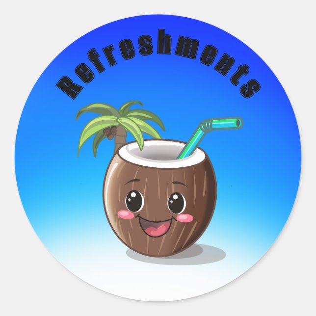 Lycklig Coconut Runt Klistermärke (Framsida)