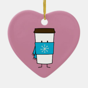 Lycklig Coffee Kopp med halsduk Julgransprydnad Keramik