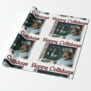 Lycklig Collidays för grov Collie jul Presentpapper