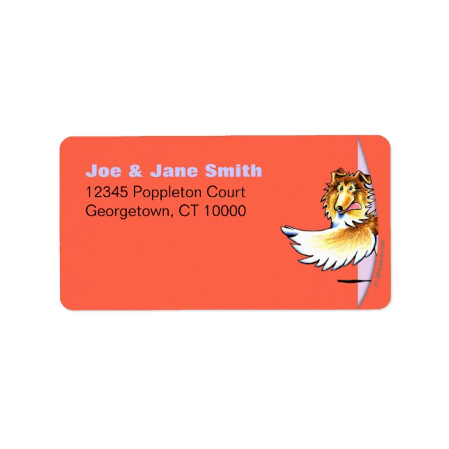 Lycklig Collie Tomato Lavender Adressetikett (Framsidan)