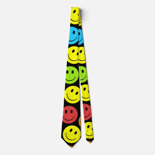 Lycklig Colorful Ansikte Mönster Slips (Framsida)