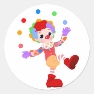 Lycklig Colorful Clown Boy Juggling Colorful Bolla Runt Klistermärke
