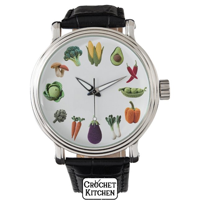 Lycklig Colorful Crochet Vegetable Mushroom Collag Armbandsur (Skapare uppladdad)