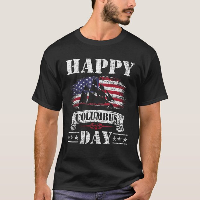 Lycklig Columbus Dag 4 juli T Shirt (Framsida)