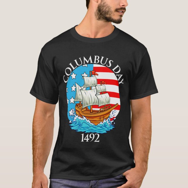 lycklig Columbus dag T Shirt (Framsida)