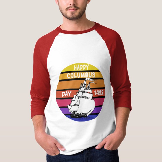 Lycklig Columbus-dagen 1492 T Shirt (Framsida)