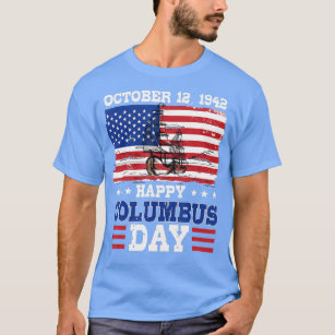 Lycklig Columbus Day American Flagga T Shirt