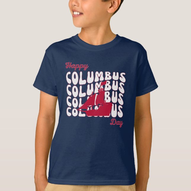 Lycklig Columbus Day Boy T Shirt (Framsida)